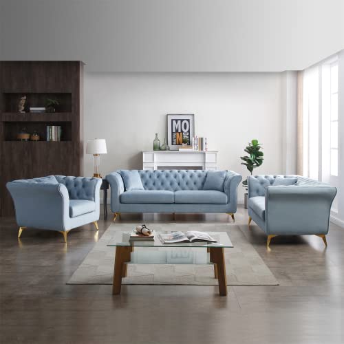 Luxury Modern Couch, Chesterfield Tufted Velvet Sofa, Cirrus armrest Living Room Sofa (66inch Sofa)