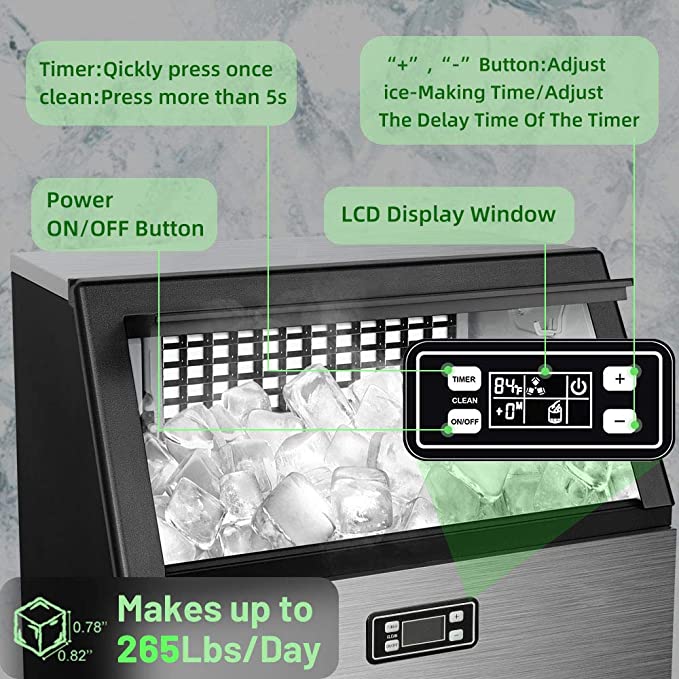 RW Flame Z120C 48 Pound Capacity Freestanding Commercial Ice Maker Machine New