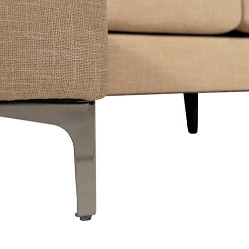 Casa Andrea Milano Modern Large Tweed Fabric U-Shape Sectional Sofa, Double Extra Wide Chaise Lounge Couch, Beige