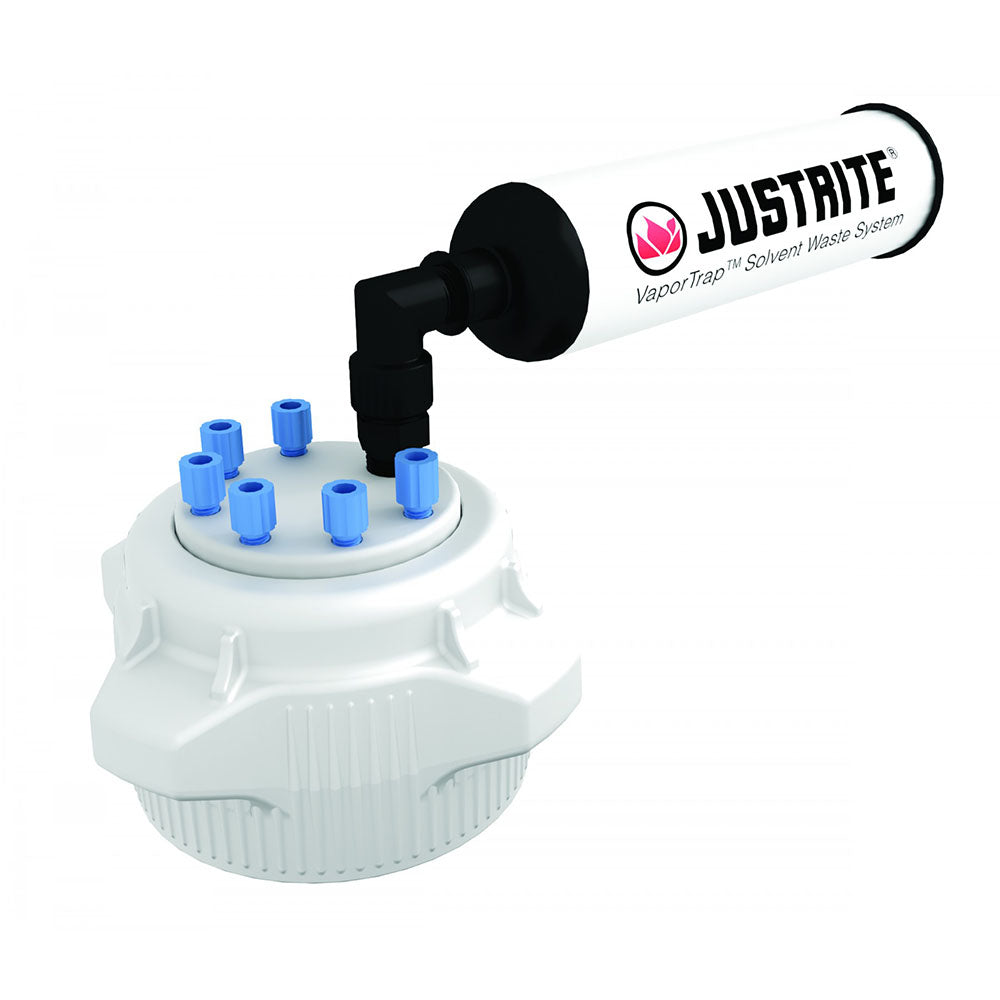 Justrite VaporTrap™ Cap with Filter Kit, 83mm Cap, 6 Ports 1/8'' OD Tubing