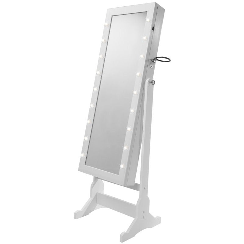 Floor Mirror with Jewelry Storage Organizer in White