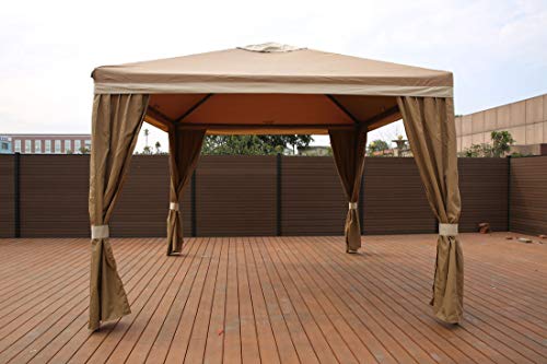 Impact Canopy 10x10 Gazebo Canopy with Mosquito Netting and Four Sidewalls, Tan