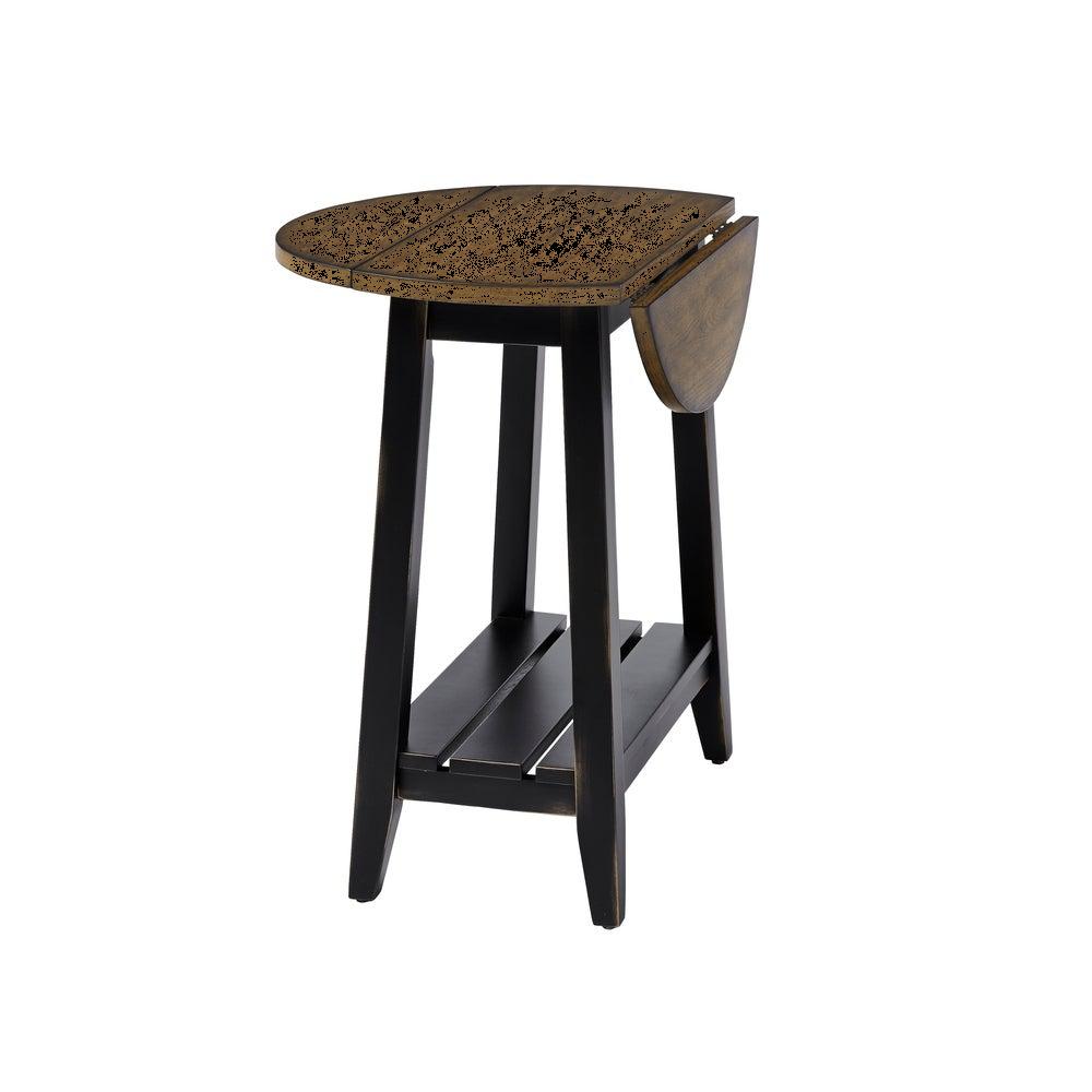 Solid Wood Drop Leaf End Table - Indigo Blue