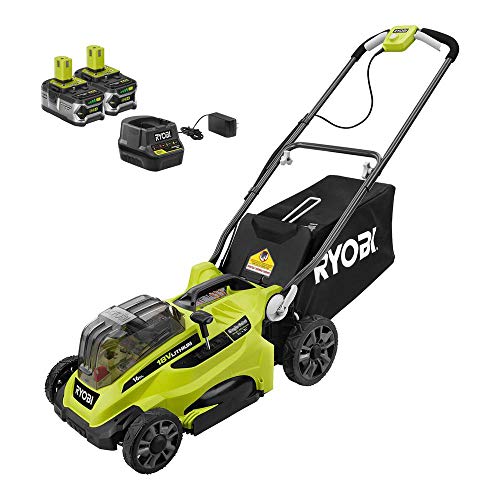 Ryobi 16 in. ONE+ 18-Volt Lithium-Ion Cordless Battery Walk Behind Push Lawn Mower Two 4.0Ah Batteries/Charger Include