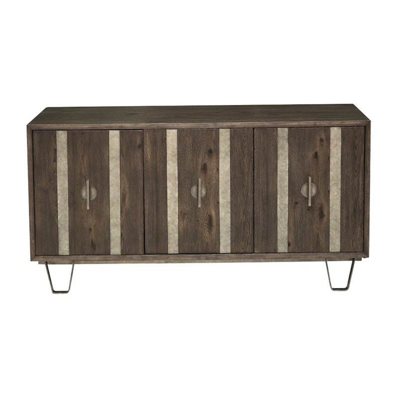 Home Fare Metal Strap Dk Oak Three Door Console
