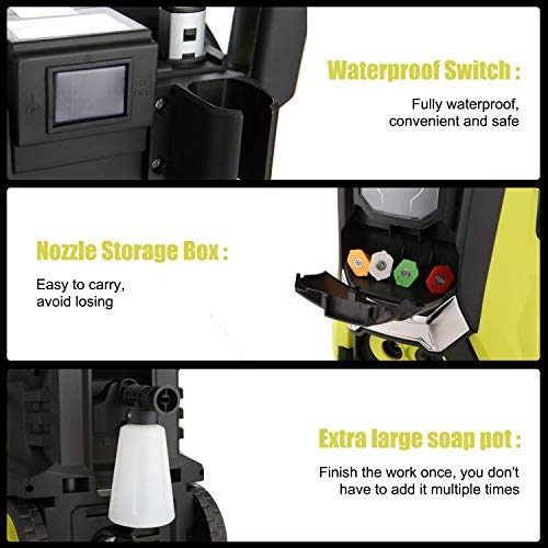 TEANDE 3800PSI Pressure Washer, TED5255 Smart Electric Pressure Washer 2.8 GPM Three Modes of Touch Screen Adjustable Pressure with Telescopic Handle