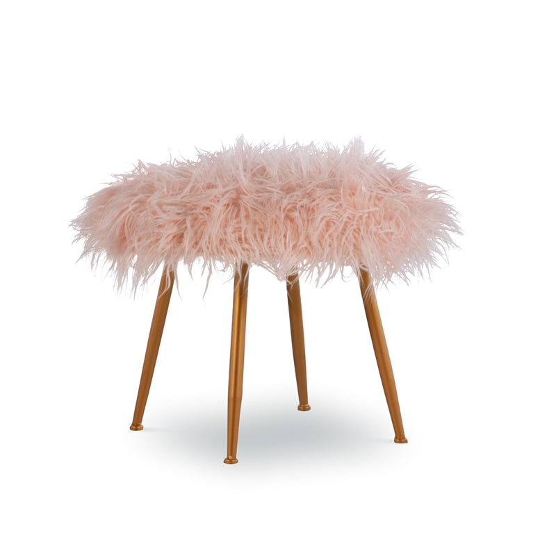 Faux Fur Metal Upholstered Stool