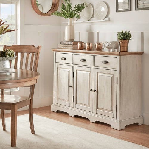 Weston Home Oak Top Kitchen Cabinet Buffet Server