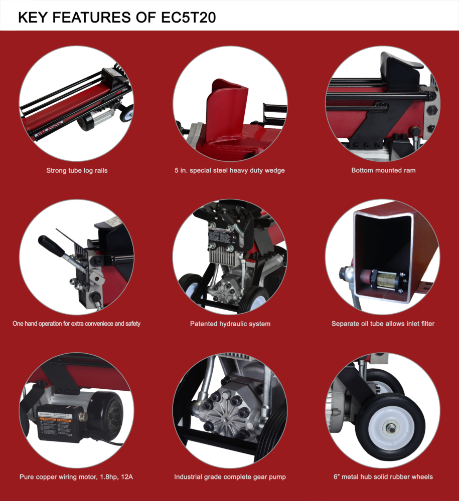 Boss Industrial EC5T20 Electric Log Splitter 115V 1.8 HP 5 Ton Manufacturer RFB