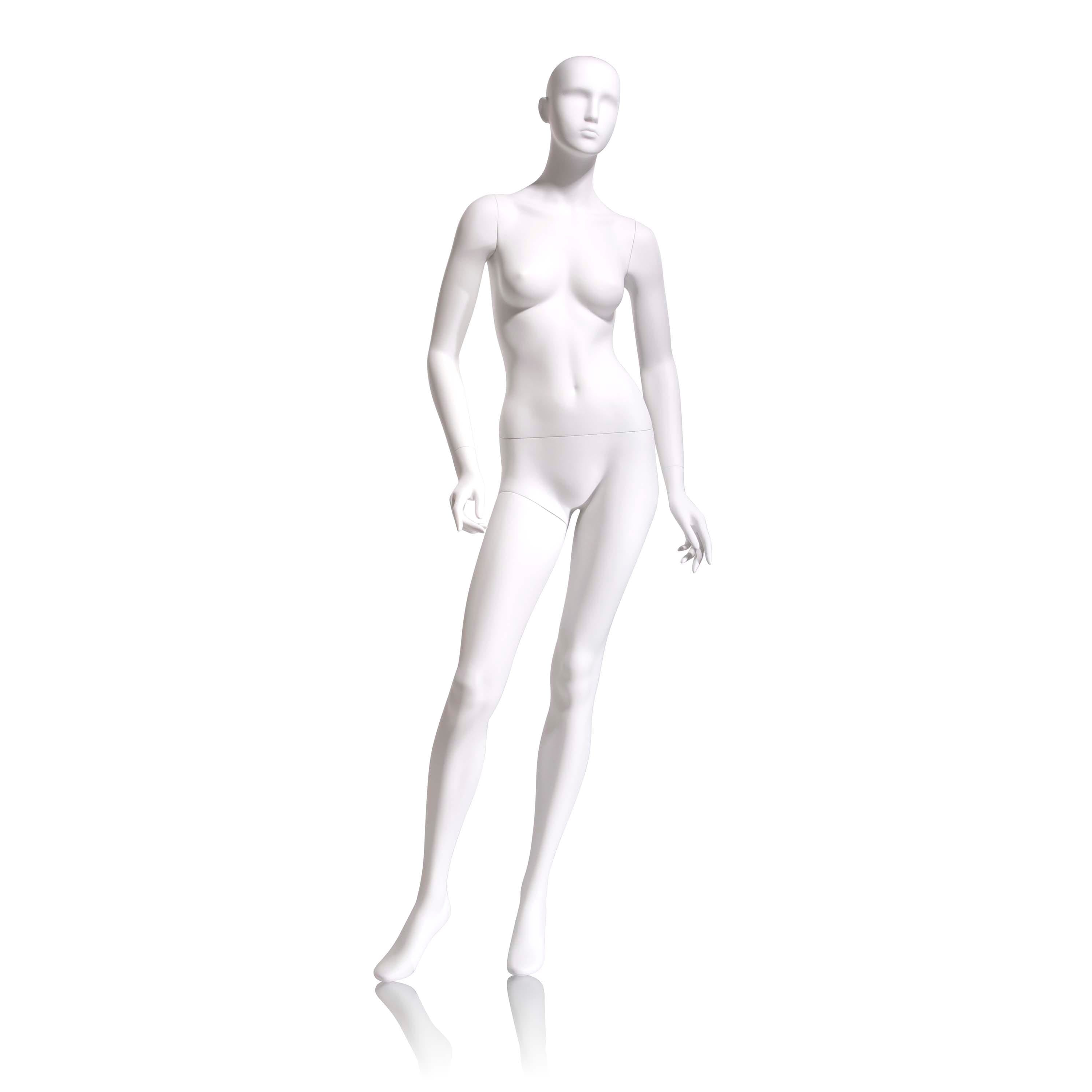 Econoco Female Mannequin - Abstract head, Arms Slightly Bent, Turned at Waist, Right Leg Forward