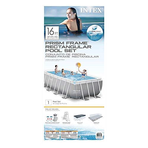 Intex 16ft x 3.5ft Above Ground Rectangular Frame Swimming Pool Set & Skimmer