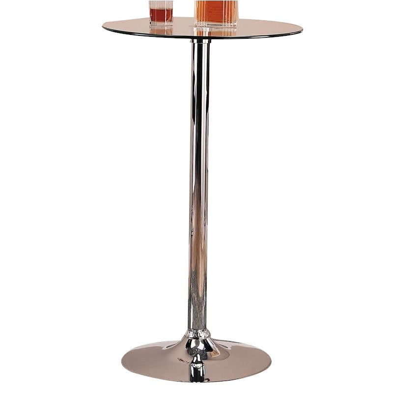 Round Glass Top Bar Table in Chrome