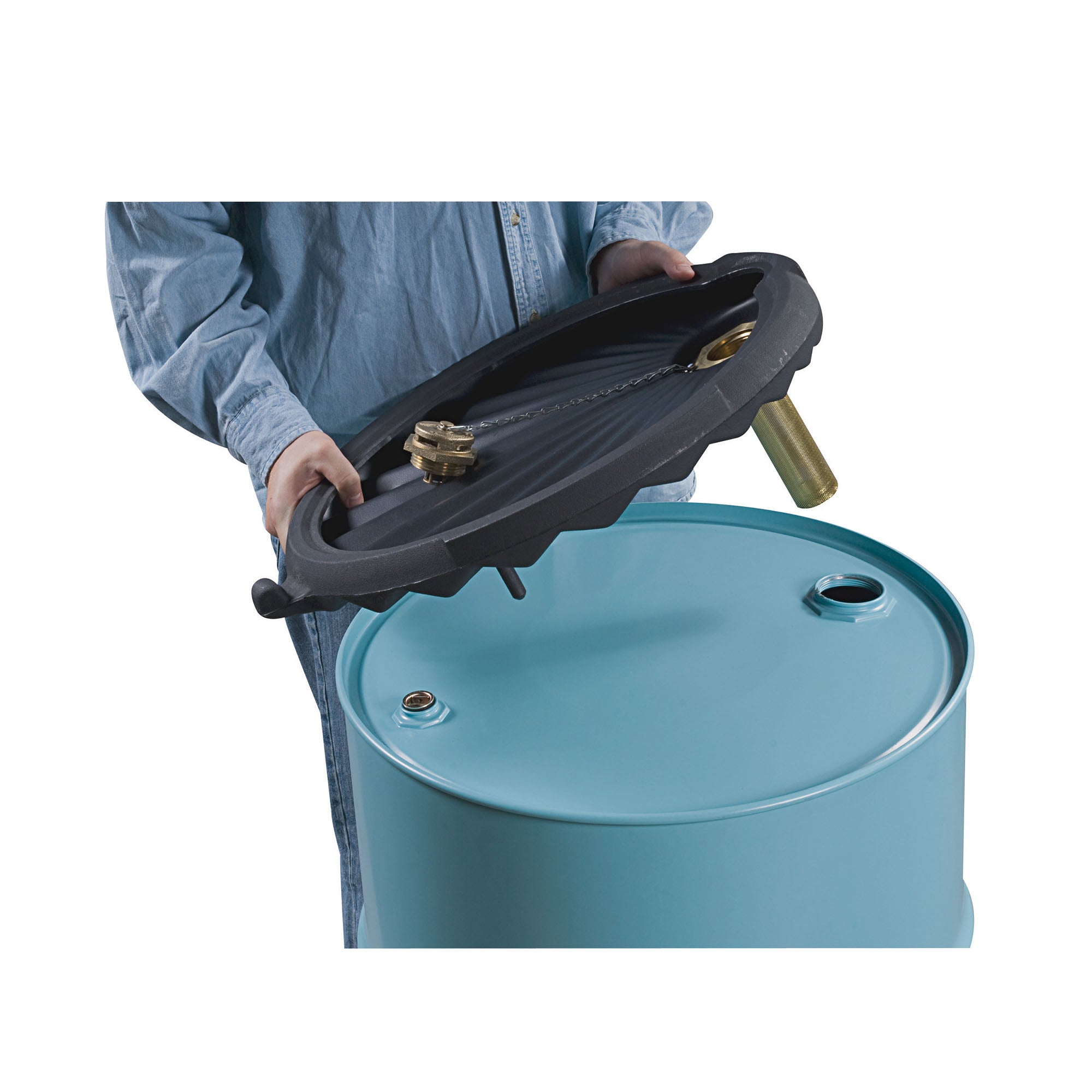 Justrite EcoPolyBlend™ Funnel for Flammables With Drum Fill Vent and Flame Arrester, Recycled Content