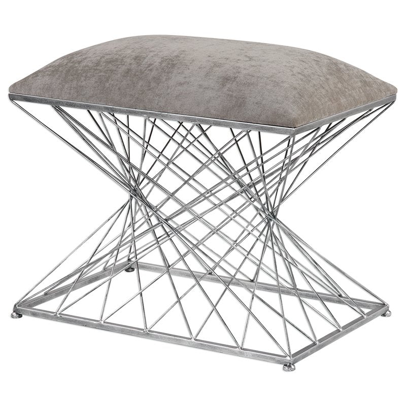 Foot Stool in Silver and Gray