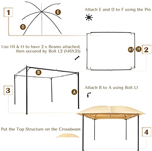 Quictent Outdoor Metal Gazebo, 12 x 12 feet Soft Top Heavy Duty Canopy Gazebo with Mosquito Netting and Shade Curtains, Waterproof Gazebo Canopy for Patio or Backyard (Tan)