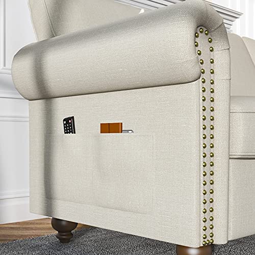 Nolany Traditional 2 Piece Living Room Sofa Set Upholstered Fabric 3 Seats Sofa Couch and Loveseat Set Rolled Arm Sofa Sets, Light Beige