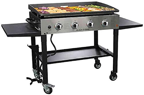 Blackstone 1565 36 Inch Outdoor Propane Gas Griddle Stainless Steel / Black, 4 Independent Burners, 720 Sq In Flat Top Cooking Surface, Grease Can, Collapsible, Portable, Professional Grill, New Model