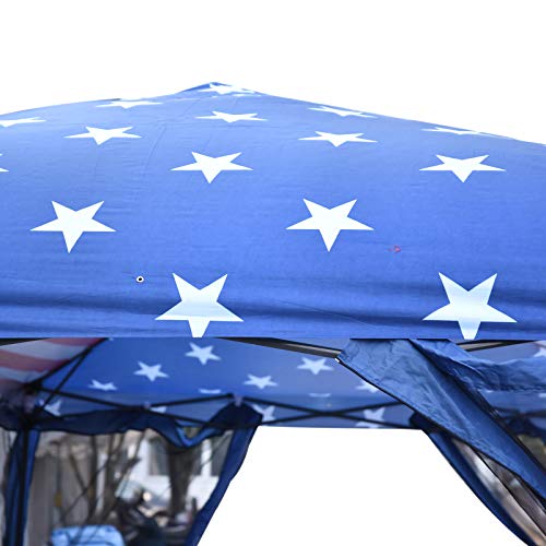 Outsunny 10' x 20' Pop Up Canopy with Mesh Screen Sidewalls, Outdoor Party Tent Gazebo with Oxford Fabric Roof, American Flag