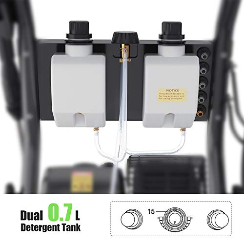 TEANDE 4200PSI Gas Pressure Washer Power Washer 3GPM 209CC Gas Powered Pressure Washer, 5 Adjustable Nozzles, 20ft Pressure Hose, Dual soap Tank (Black)