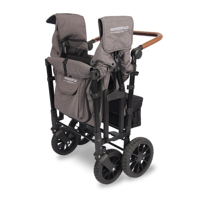 WonderFold W4 Luxe Push/Pull 4-Passenger Quad Stroller Wagon Gray With Black Frame New