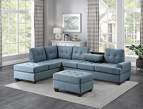 Lexicon Gracelyn 2-Piece Reversible Sectional Sofa, Blue