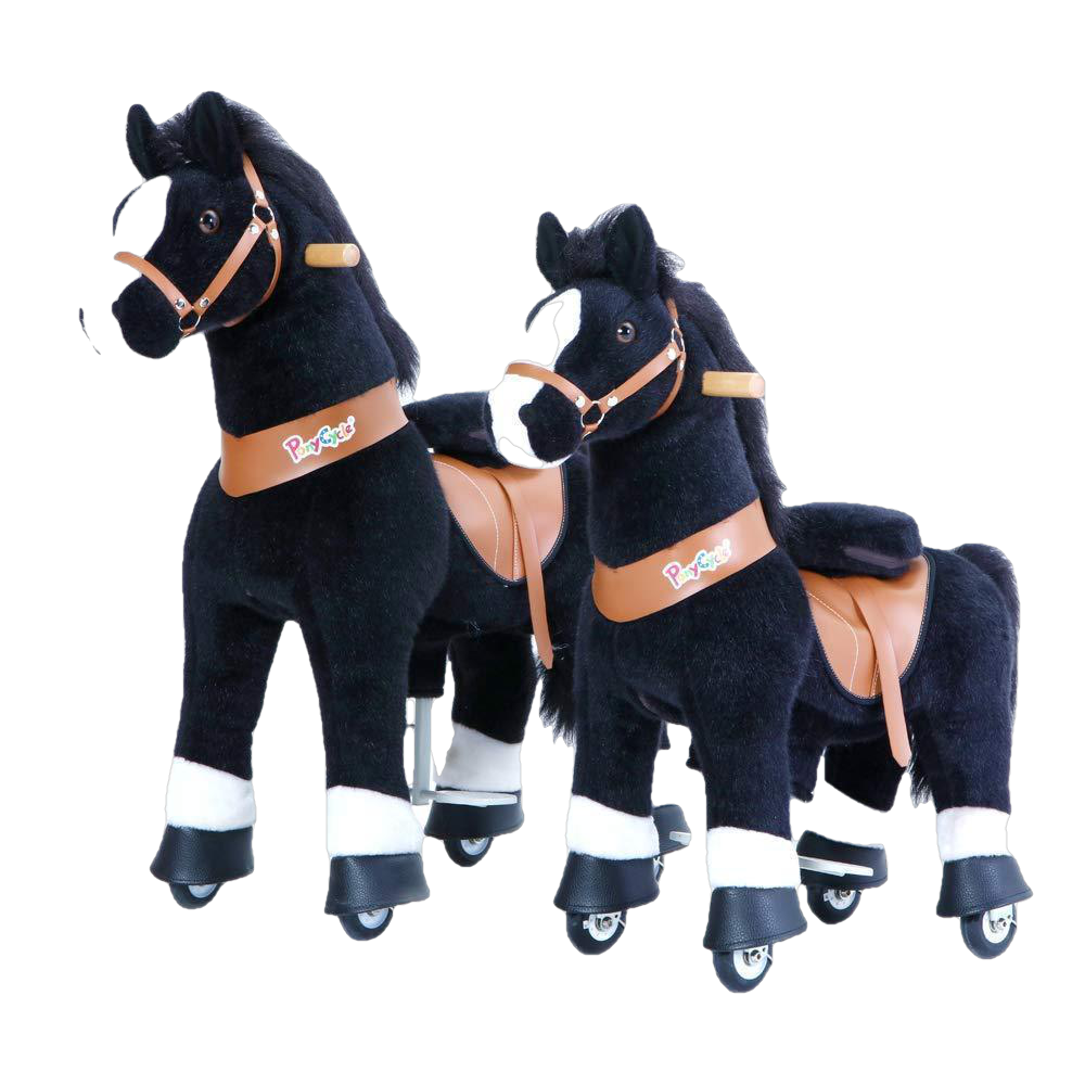 PonyCycle Vroom Rider U Series U426 Ride-On Pony Black With White Hooves Large New
