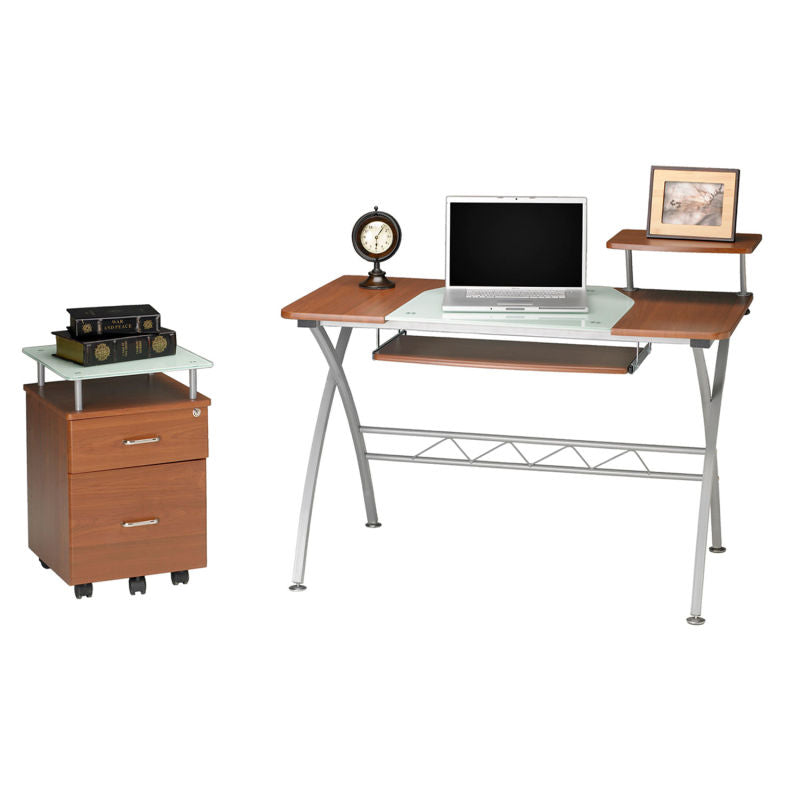 Safco® Products Eastwinds Vision Glass Top Pedestal, Medium Cherry