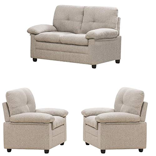 Home Square 3 Piece Living Room Set with Loveseat and 2 Armchairs in Beige