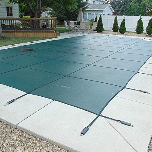16 x 32 Foot Rectangle Mesh Safety Pool Cover with 4 x 8 Foot Center End Step