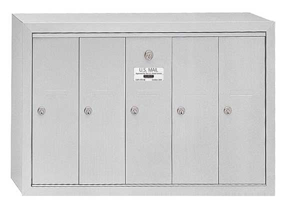 Surface Mount Vertical 1250 Series, 5 Door Mailbox, Anodized Aluminum