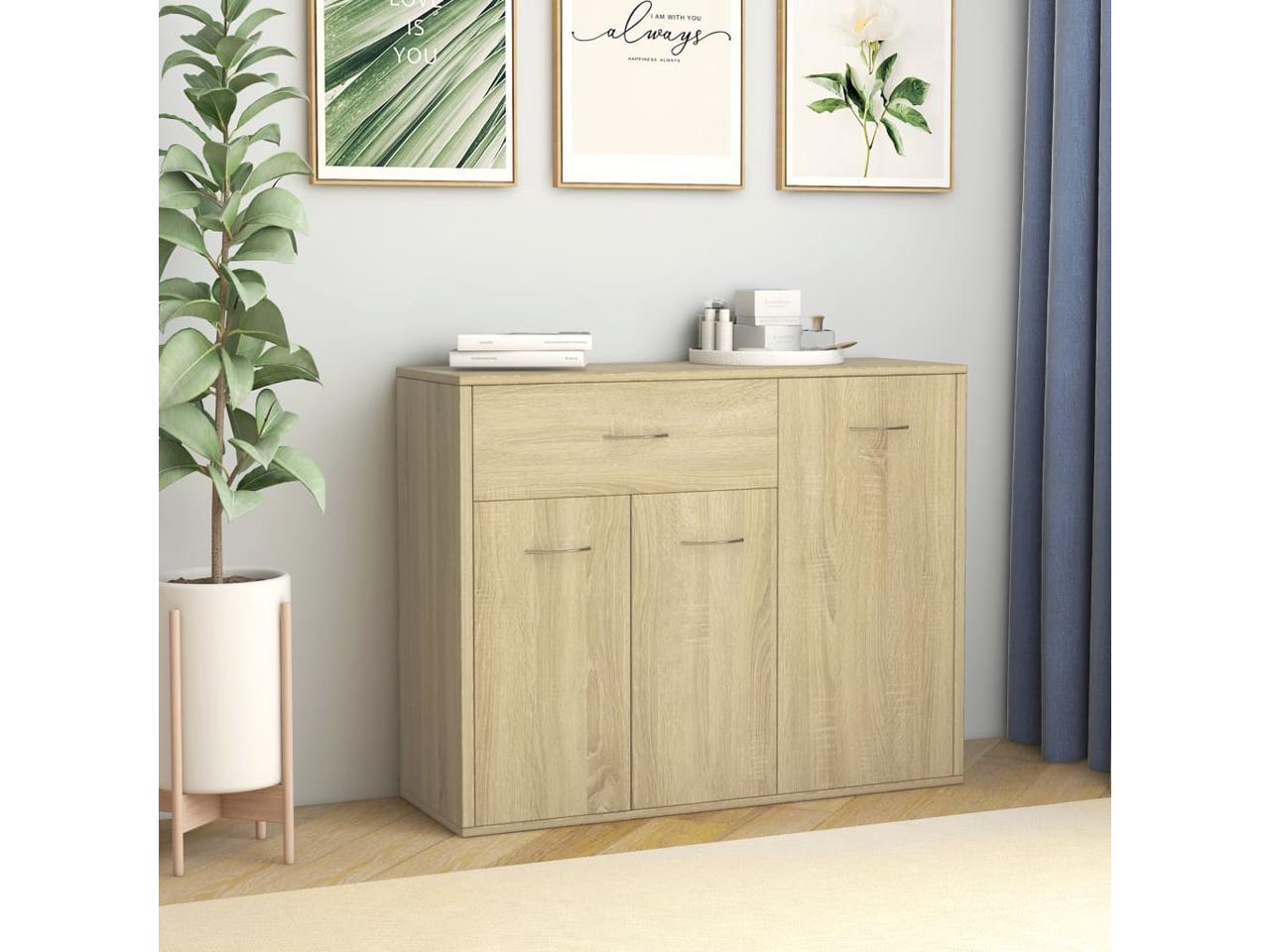 vidaXL Sideboard Modern Sonoma Oak Chipboard Storage Cabinet Chest Lowboard