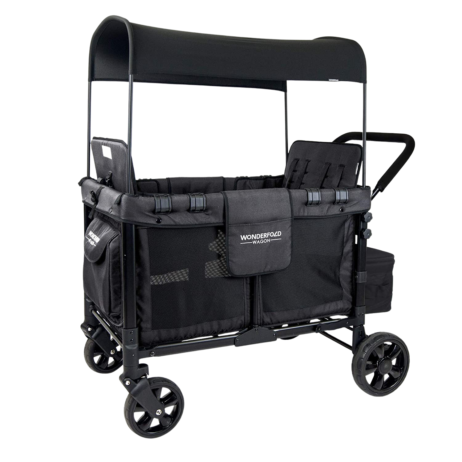 WonderFold W4 Elite Push/Pull 4-Passenger Quad Stroller Wagon Black New