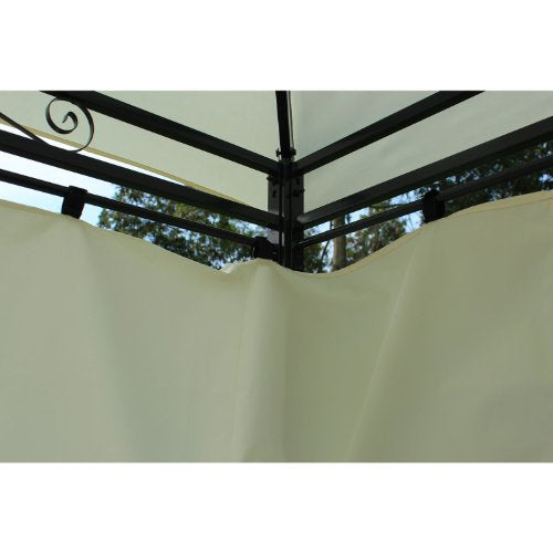 Outsunny 10' x 13' Outdoor Soft Top Pergola Gazebo with Curtains, 2-Tier Steel Frame Gazebo for Patio, Cream White