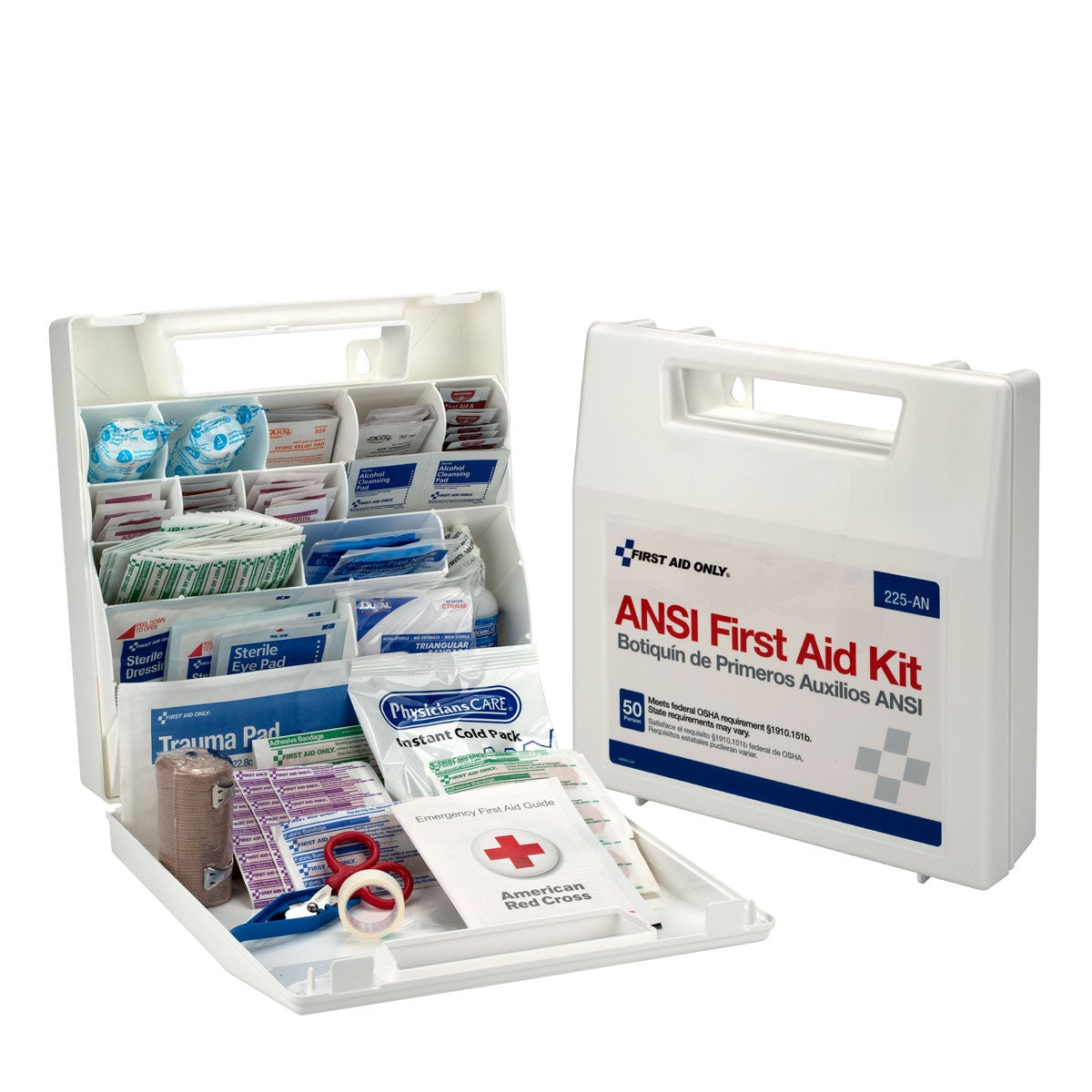First Aid Only 50 Person First Aid Kit, Plastic Case with Dividers (5 per order)
