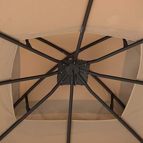Sunjoy Pendleton 10.5 x 13 ft. 2-Tier Steel Gazebo, Tan & Brown
