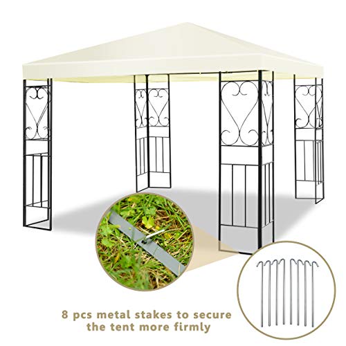 Tangkula 10'x10' Patio Gazebo Canopy Tent Steel Frame Shelter Awning (Beige)