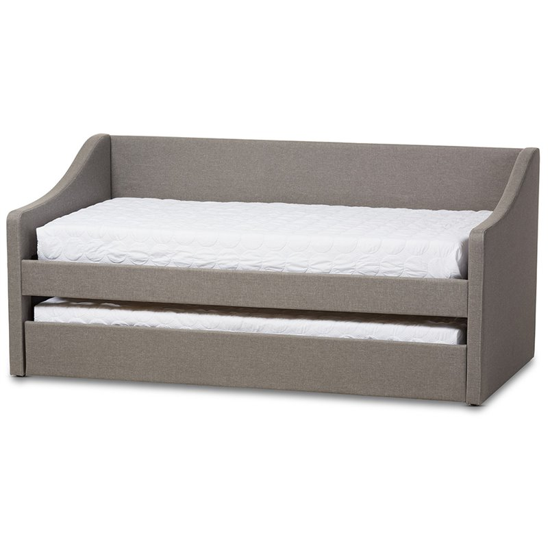 Upholstered Daybed with Trundle in Gray