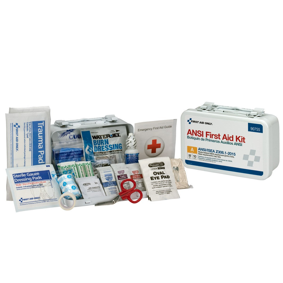 First Aid Only 10 Person First Aid Kit, ANSI A, Metal Case (5 per order)