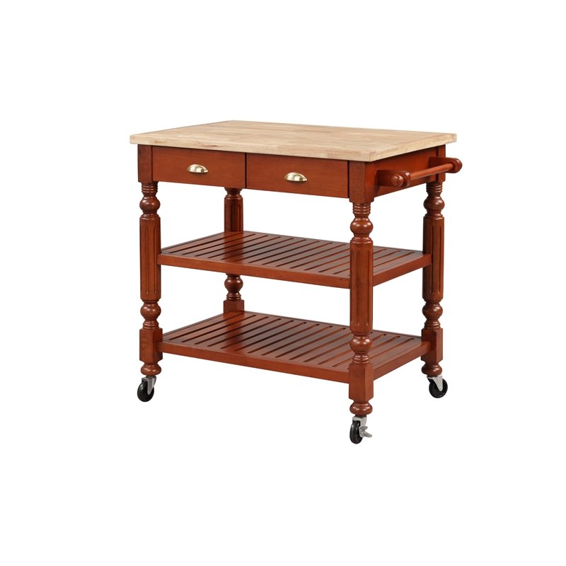 Wood Kitchen Cart in Dark Cherry