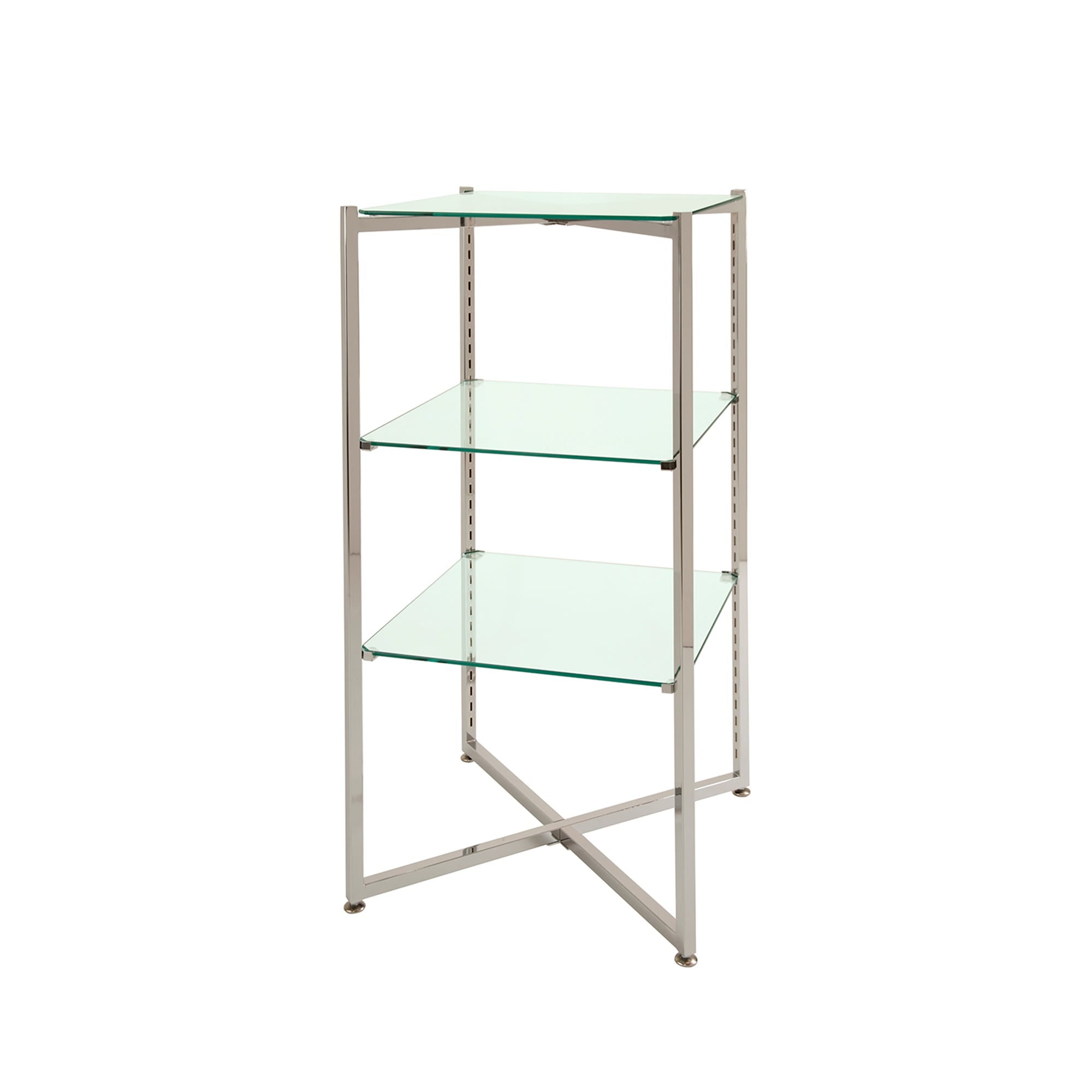 Econoco Folding Glass Tower With Brushed Chrome Finish (1 Pcs. Per Carton)
