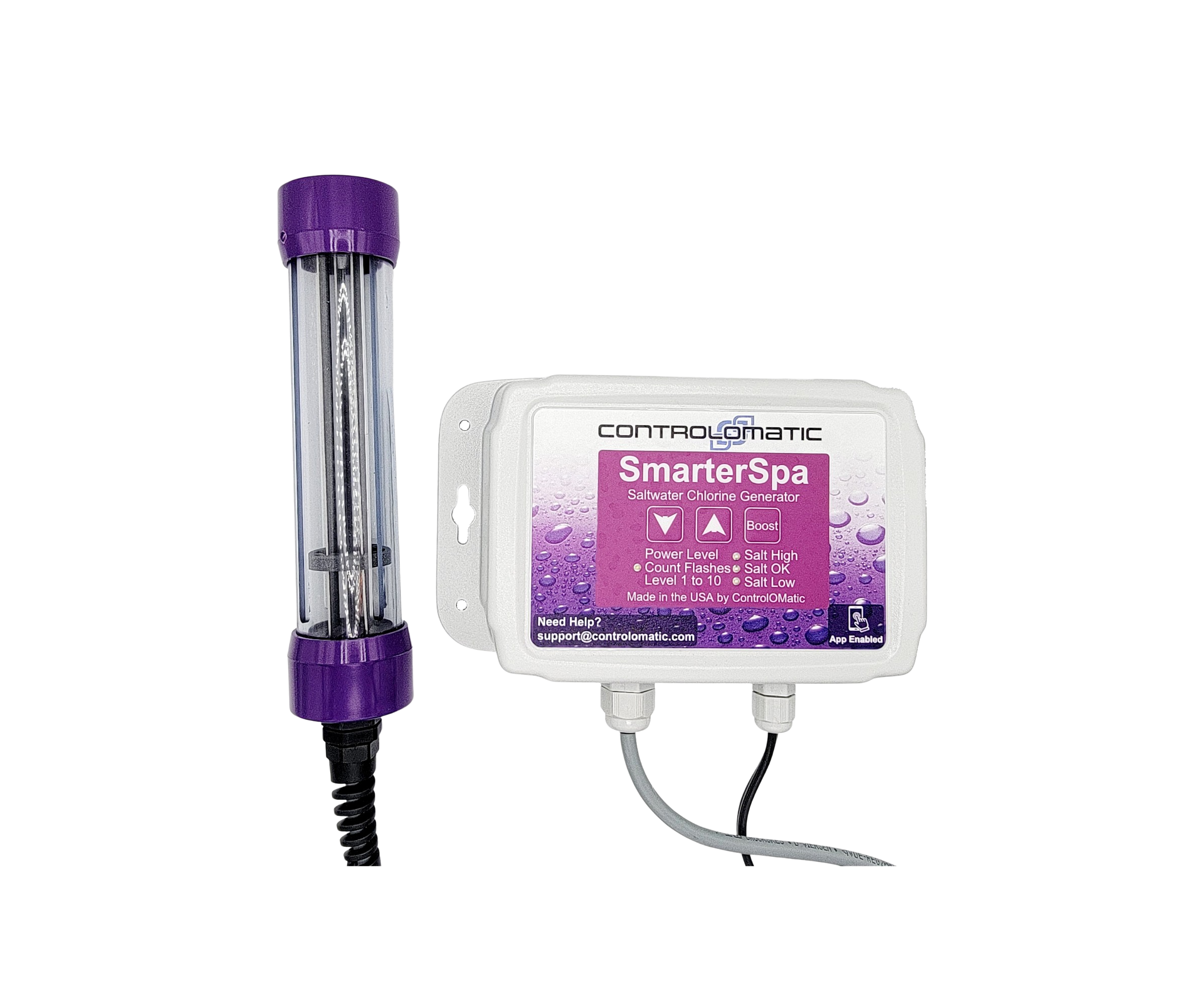 ControlOMatic SmarterSpa+ Saltwater Chlorine Generation System with Built-in Smart Chlorine Detection Plus APP New