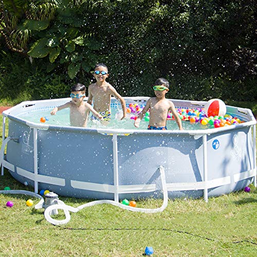 XUEXIONGSP 18ft × 52in Frame Swimming Pool Set with Pump, Swimming Pools Above Ground Outdoor Child Safe Splash Swimming Pool (Multiple Sizes),Gray,10ft × 30in
