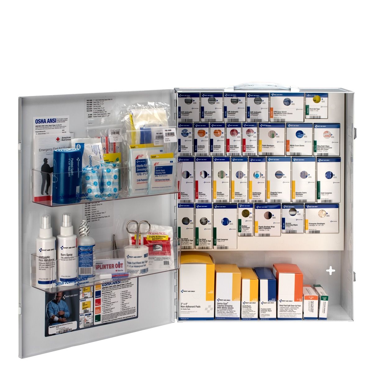 First Aid Only 150 Person XL Metal Smart Compliance General Business First Aid Cabinet without Medications and with Custom Logo (Case of 5)