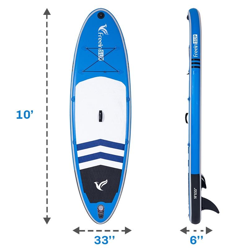 Freein 10' Inflatable Ocean SUP Stand Up Paddle Board Package Dual Action Pump Camera Mount Blue New