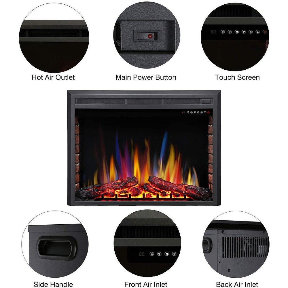 RW Flame 939A 750W-1500W 39 Inch Recessed Freestanding Electric Fireplace Insert With Remote Black New