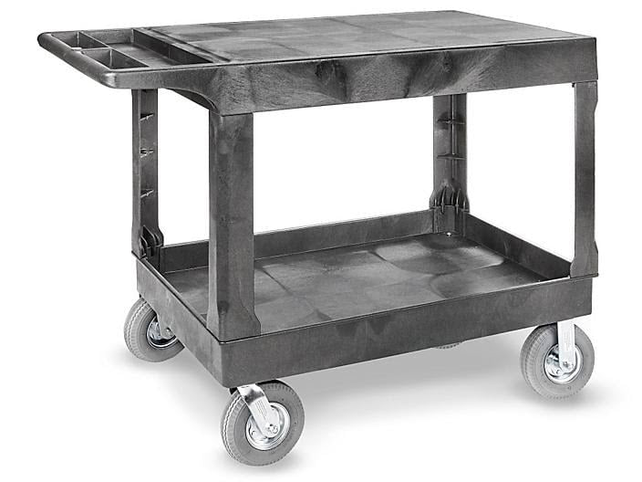 Flat Shelf Utility Cart with Pneumatic Wheels - 44 x 25 x 37