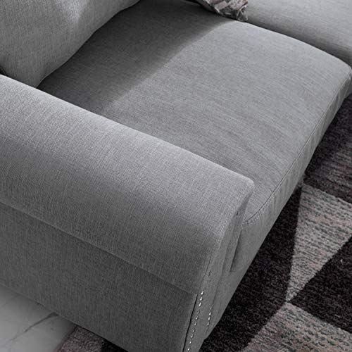 2 Piece Mid Century Modern Upholstered Sofa and Loveseat Sets Couch Living Room Furniture, Gray