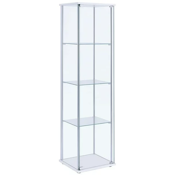 Bowery Hill 4 Shelf Glass Display Case in White