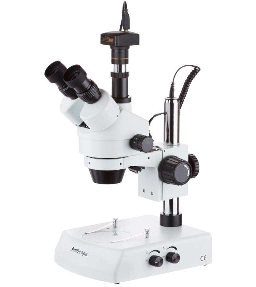 Amscope SM-2T-3M 7X - 45X Trinocular Stereo Zoom Microscope with Dual Halogen Lights and 3MP Camera New