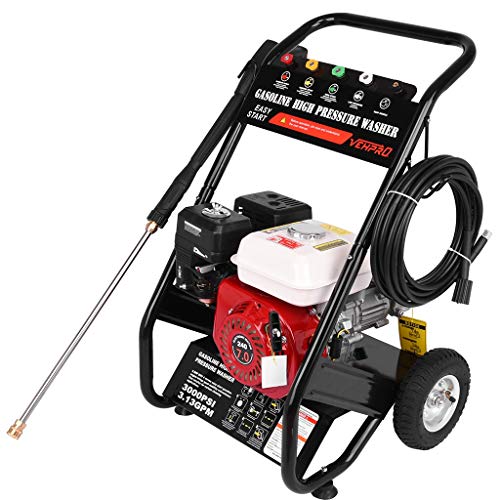 DP60752 Powerful Gas Pressure Washer with Spray Gun, Hose Reel & Five Nozzle Set, HP 215cc 4-Stroke Gas Petrol Engine, 3000 PSI at 2.4 GPM, Easy to Move and Clean (3000 PSI)